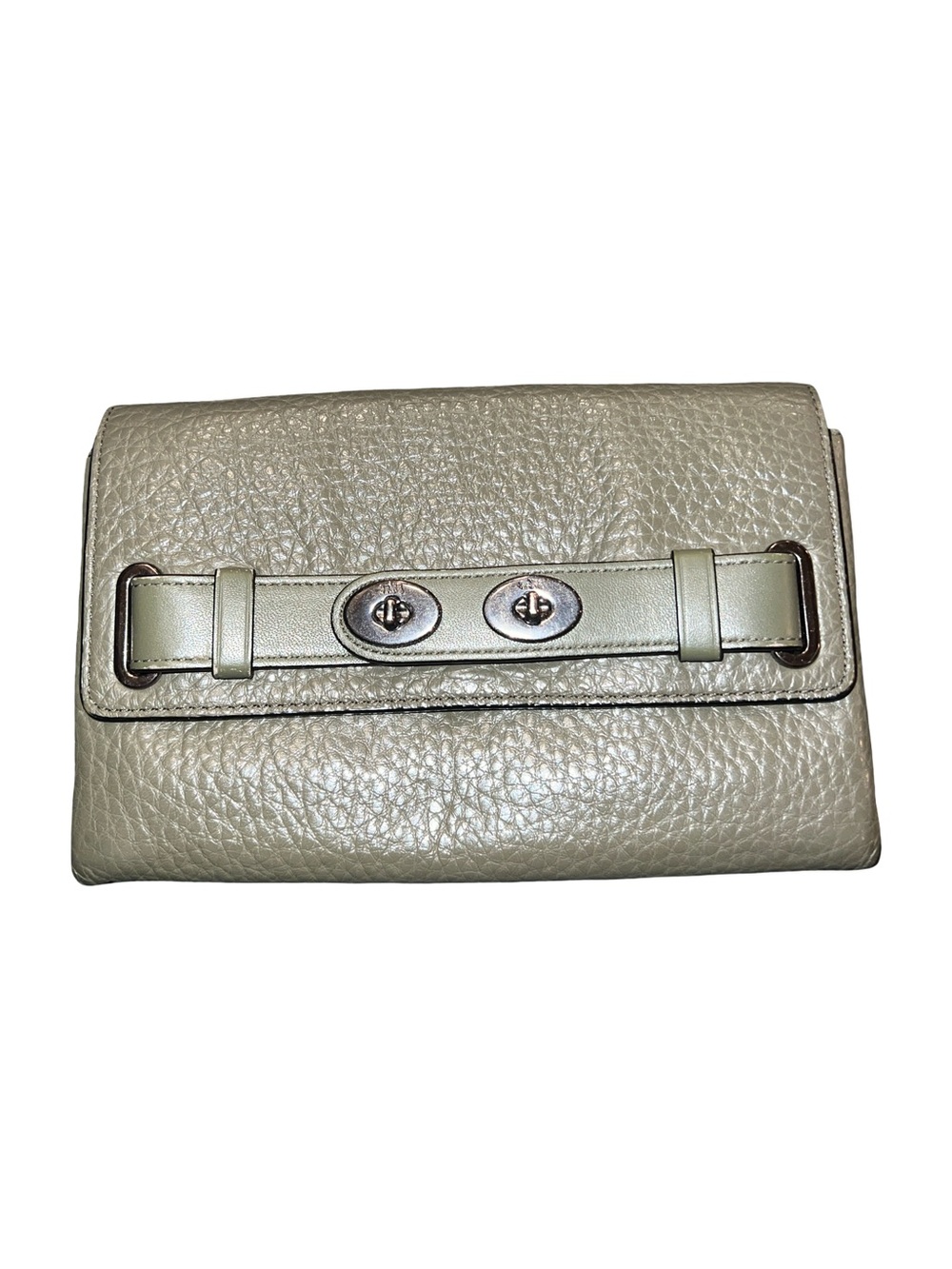 Olive Green Coach Blake Pebble Leather Clutch Wallet